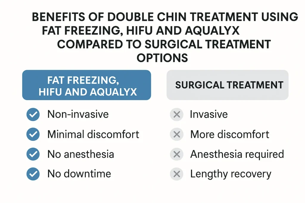 Graphic about the benefits of double chin treatment Stockton-on-Tees - from LA LIPO