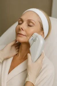 Woman receiving HIFU non surgical facelift treatment Stockton-on-Tees