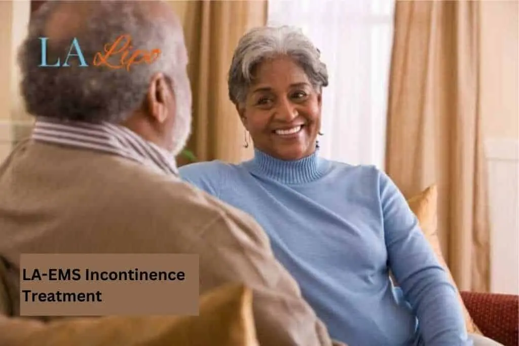 Couple sat smiling at each other - LA-EMS treatment Stockton-on-Tees